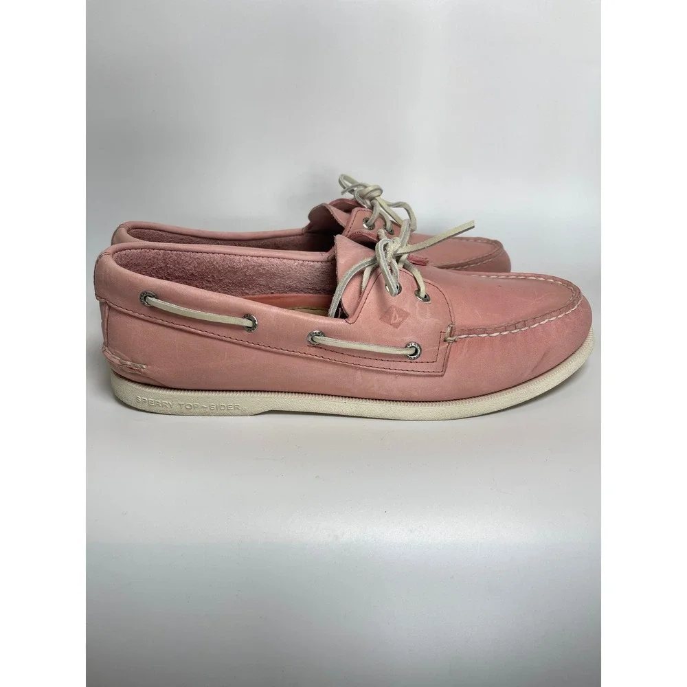 Sperry Top-Sider Authentic Original Men 12 M Pink Leather Boat Shoes Resort